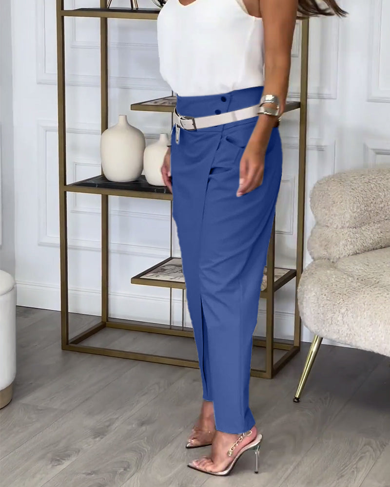 Cora™ | Patchwork Trousers with Belt