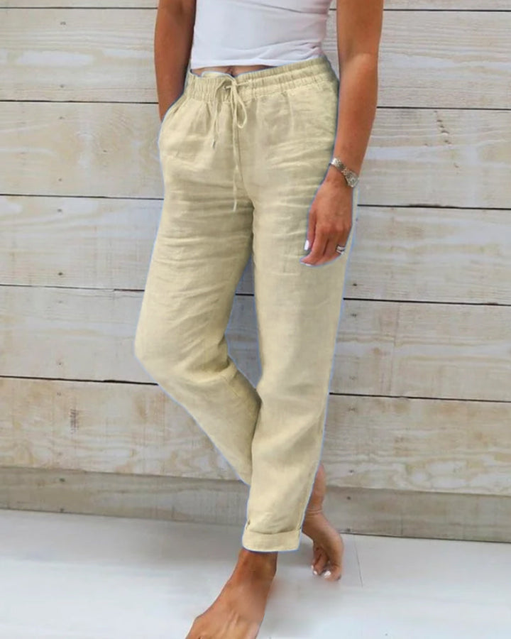 Layla™ | Cotton Linen Elasticated Trousers