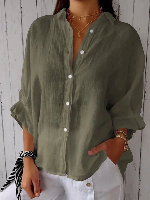 Gianna™ | Women's Cotton and Linen Solid Color Casual Shirt