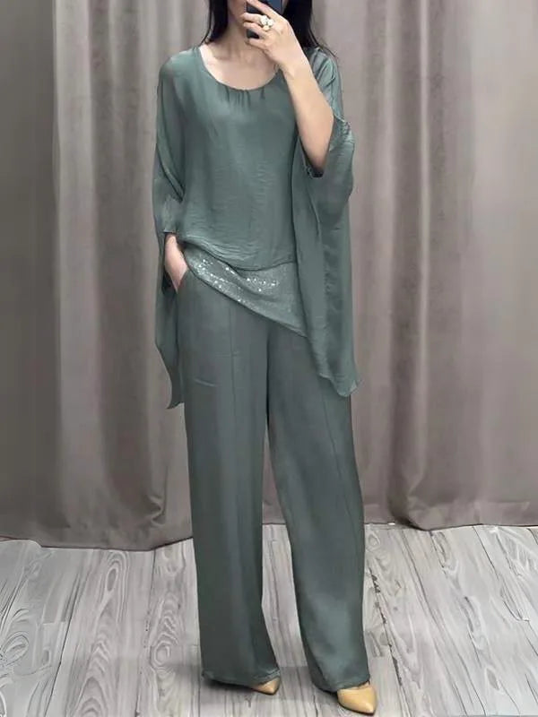 Camelia™ | Women Two-Piece Suit Wide Leg Pants Batwing Sleeve Top