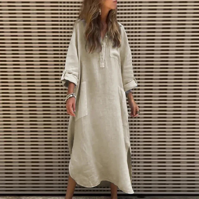 Maxine™ | Casual Cotton Blend Maxi Dress