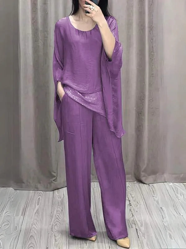 Camelia™ | Women Two-Piece Suit Wide Leg Pants Batwing Sleeve Top