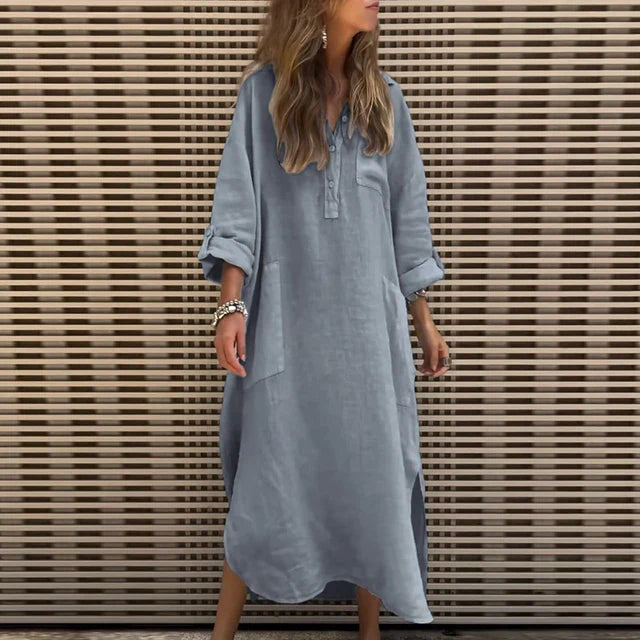 Maxine™ | Casual Cotton Blend Maxi Dress