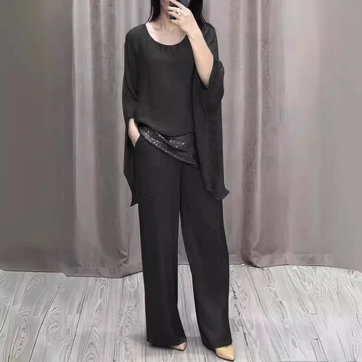 Camelia™ | Women Two-Piece Suit Wide Leg Pants Batwing Sleeve Top