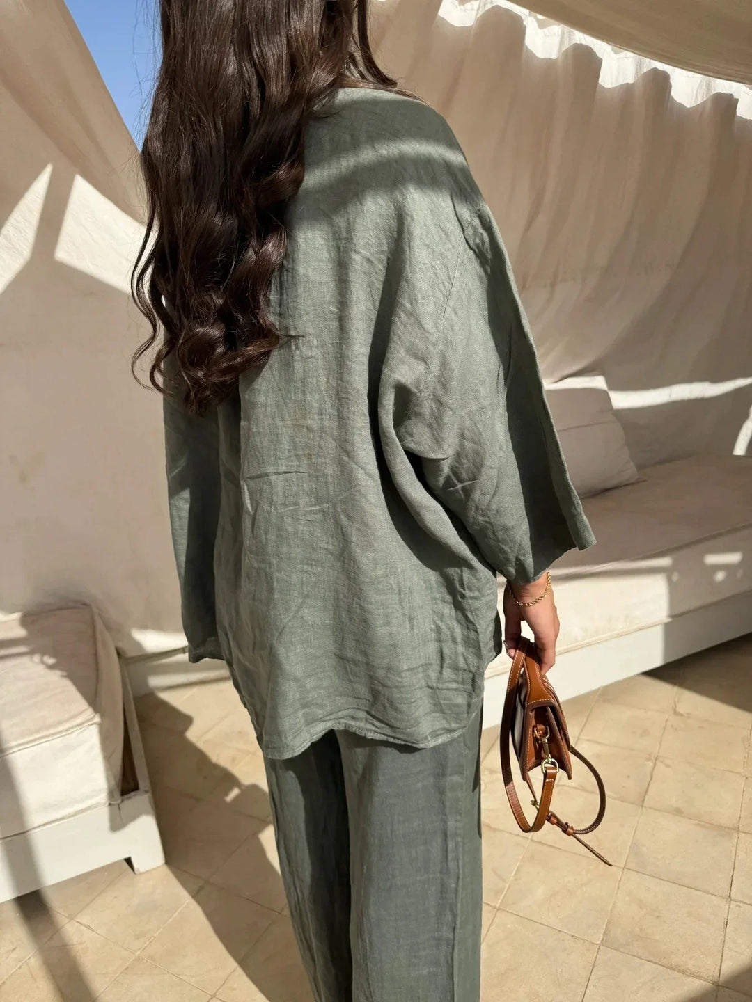 Maureen™ | Women Long Sleeves Lapel Shirt with Loose Wide Leg Pants