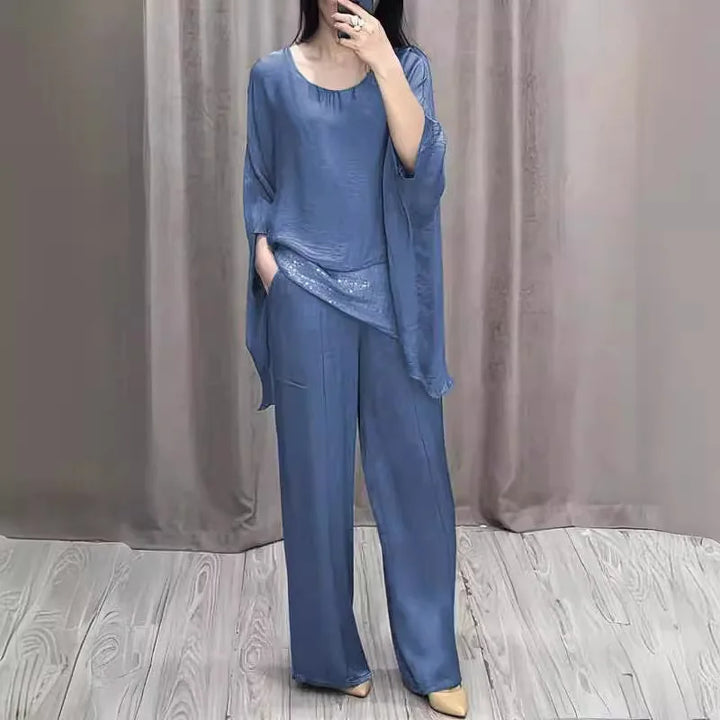 Camelia™ | Women Two-Piece Suit Wide Leg Pants Batwing Sleeve Top