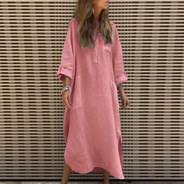 Maxine™ | Casual Cotton Blend Maxi Dress