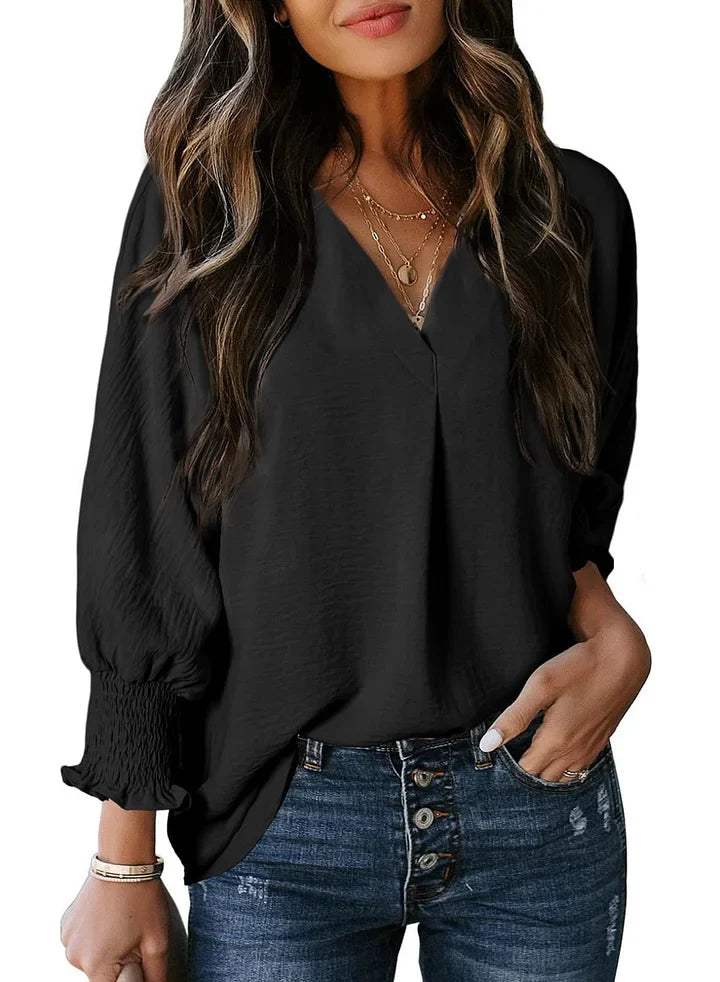 Tina™ | Women's Casual 3/4 Sleeve V Neck Loose Fit Basic Tees