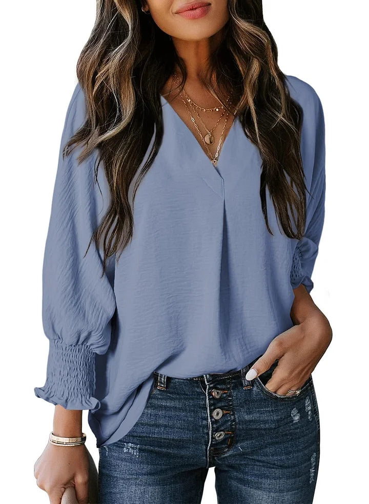 Tina™ | Women's Casual 3/4 Sleeve V Neck Loose Fit Basic Tees