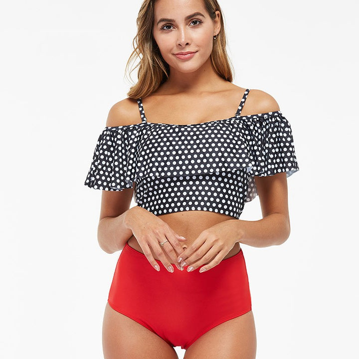 Nicole™ | Women's High-Waisted Belly Covering Printed Swimsuit Bikini