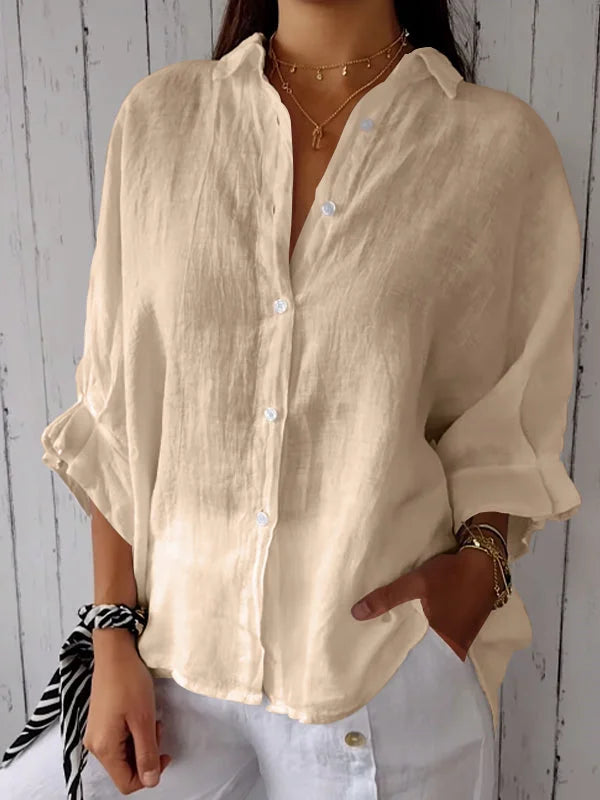 Gianna™ | Women's Cotton and Linen Solid Color Casual Shirt